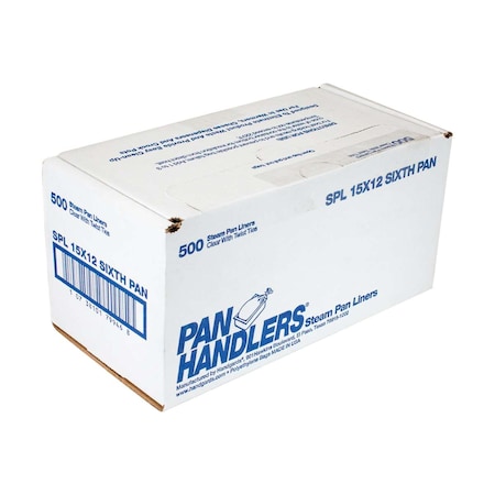 Panhandlers High Density 1/6 Size Pan 15"x12" Twist Tie Steam Pan Liner, PK500 303679946